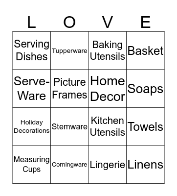 Bridal Bingo Card