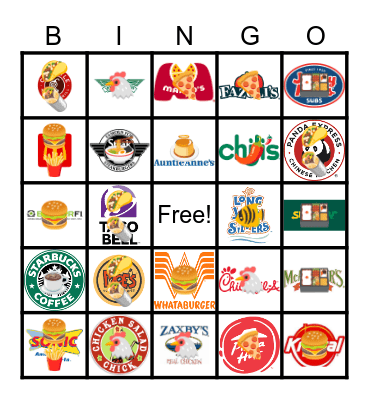 GET YOUR GRUB ON!!!! Listen for clues to these famous spots!!! Contact BINGO BASE as soon as you BINGO. You must have 5 in a row vertically, horizontally, or diagonally. GOOD LUCK!!!! Bingo Card