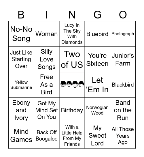 The Fab Four Bingo Card