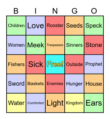 Words of Jesus Bingo Card