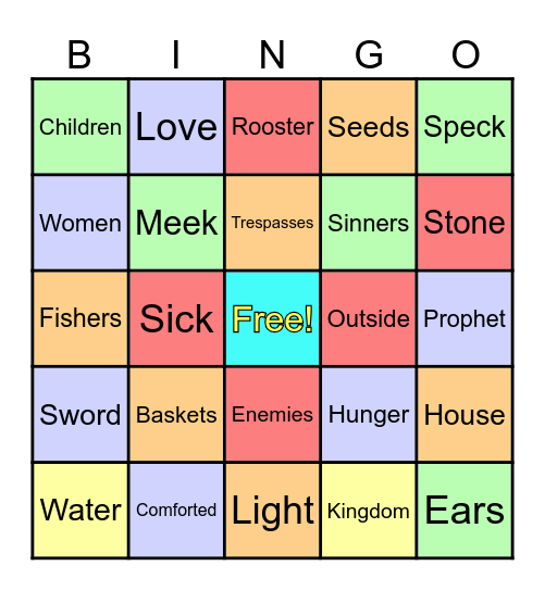 Words of Jesus Bingo Card