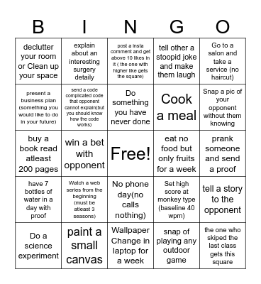 bingo with junior ponnu Bingo Card