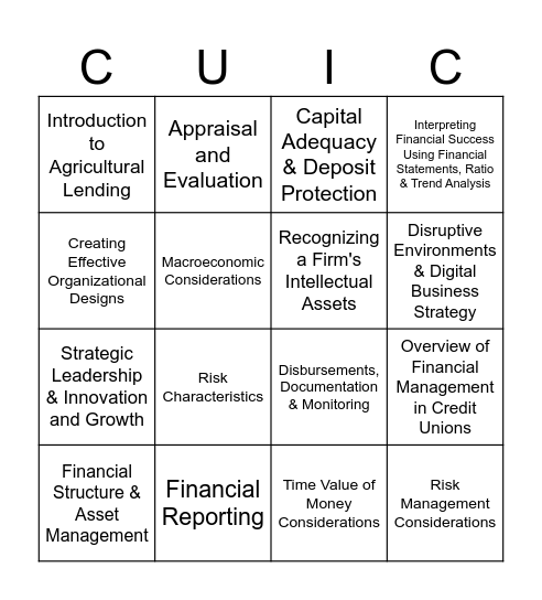 CUIC BINGO Card