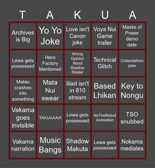 810nicle Livestream Bingo Card