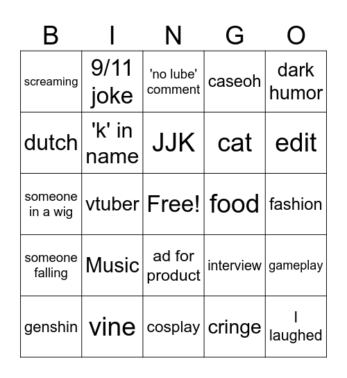 Instagram reels Bingo Card