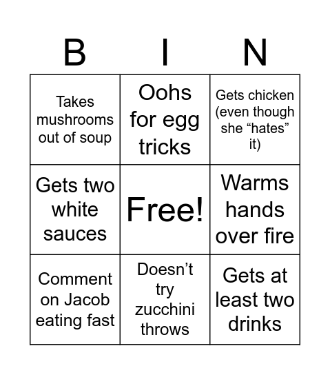 Mom at Kabuto Bingo Card