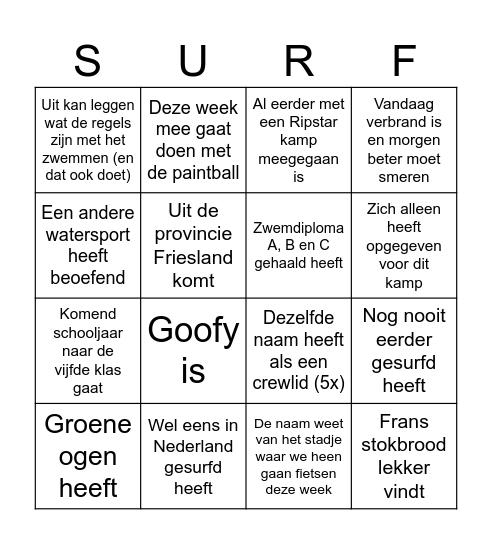 Zoek iemand die Bingo Card