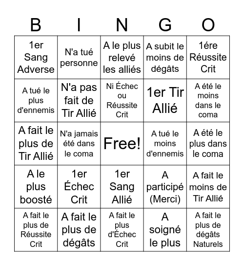 Bingo Maverick du 10/8 Bingo Card