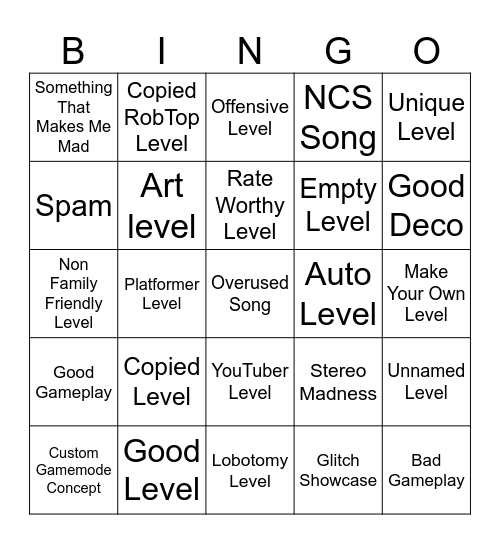 GD Bingo Card