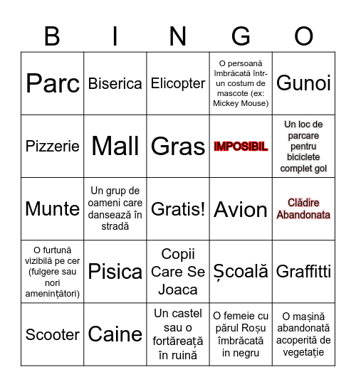 Google Maps Bingo Card