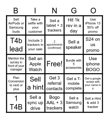 Sales Bingo Card