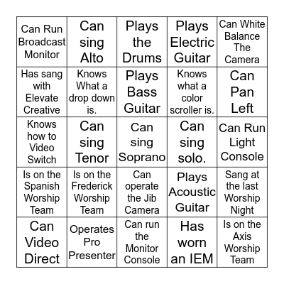 Find Someone who: Bingo Card