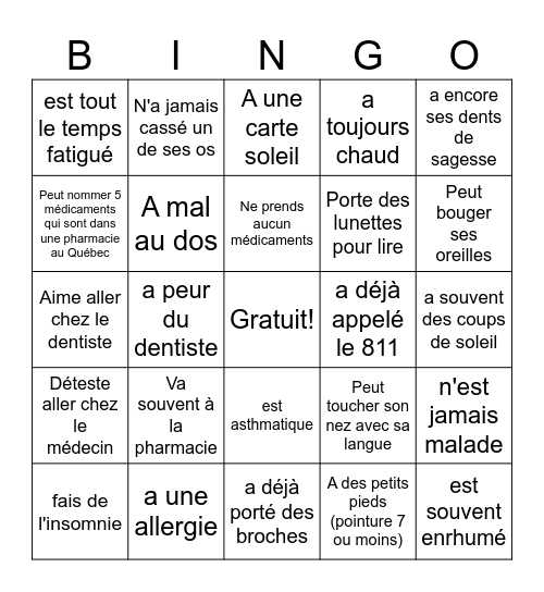 Trouve quelqu'un qui... Bingo Card