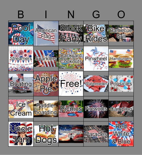 Fourth of July Bingo Card