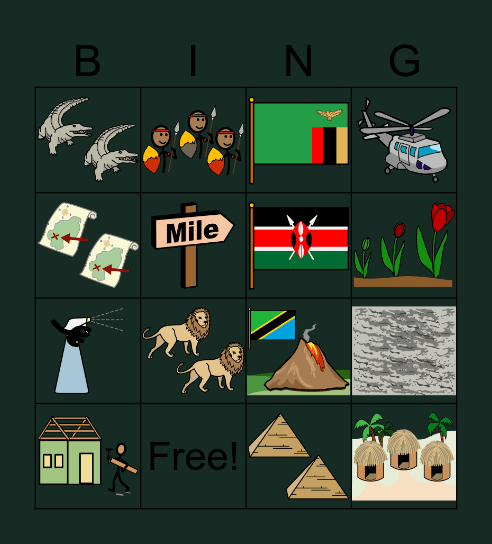 Chapter 3: Joe is in Africa Bingo Card