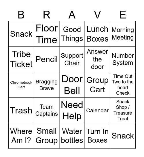 Classroom Expectations and Procedures Bingo Card