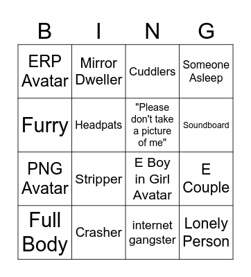Vr Chat Bingo Card