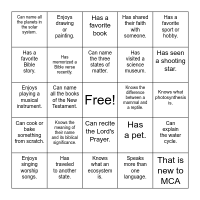 Find Someone Who.... Bingo Card