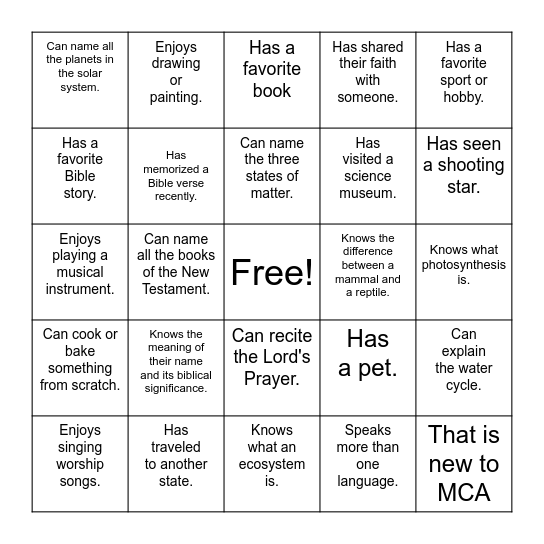 Find Someone Who.... Bingo Card