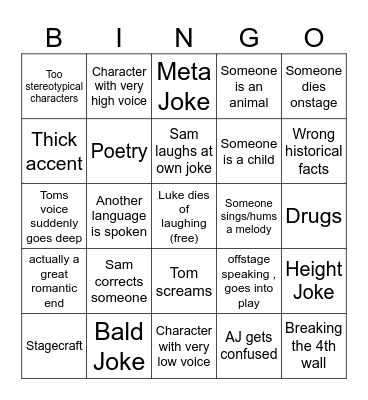 Shoot from the hip Bingo Card