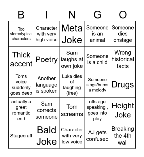 Shoot from the hip Bingo Card