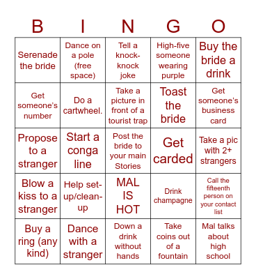 MAL BINGO Card