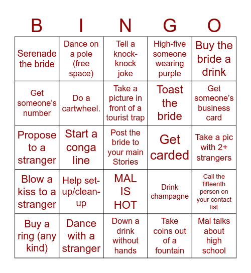 MAL BINGO Card