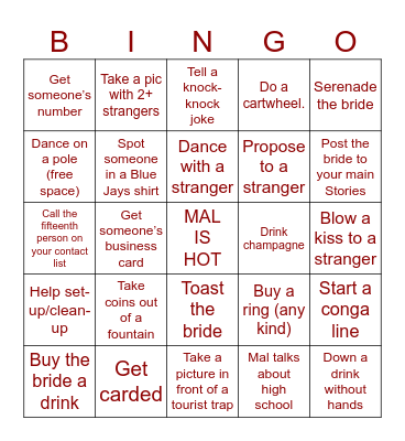 MAL BINGO Card