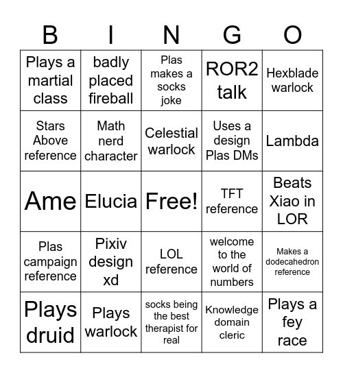 socks bingo Card