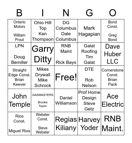 PRO BINGO Card