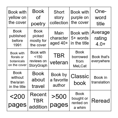 Fall Reading Bingo Card