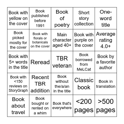 Fall Reading Bingo Card