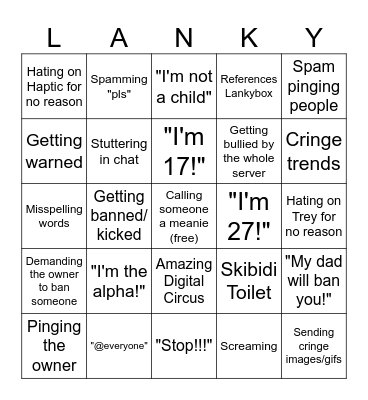 Justinium Bingo!!!!!!!!!!!!!!!!!! Bingo Card