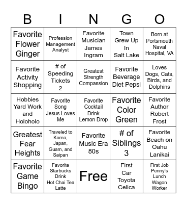 ANNA  PUA  AJ  TARRANT Bingo Card