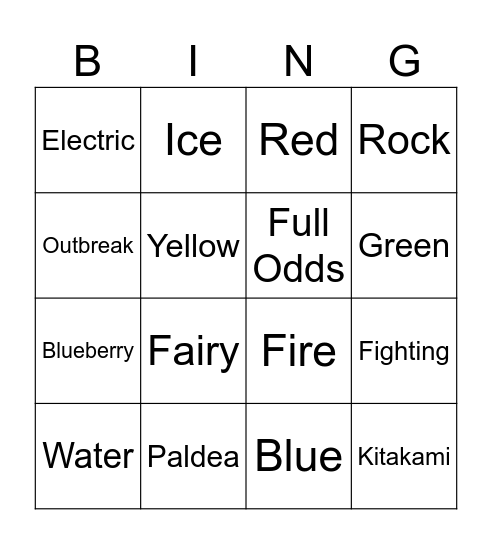 Shiny Bingo Card