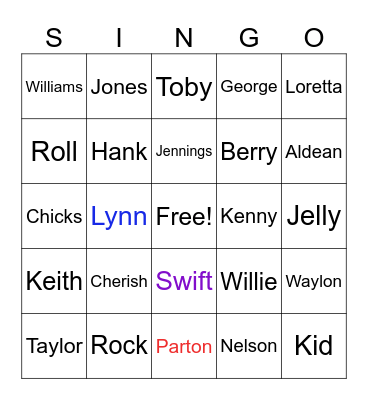Singo Bingo Card