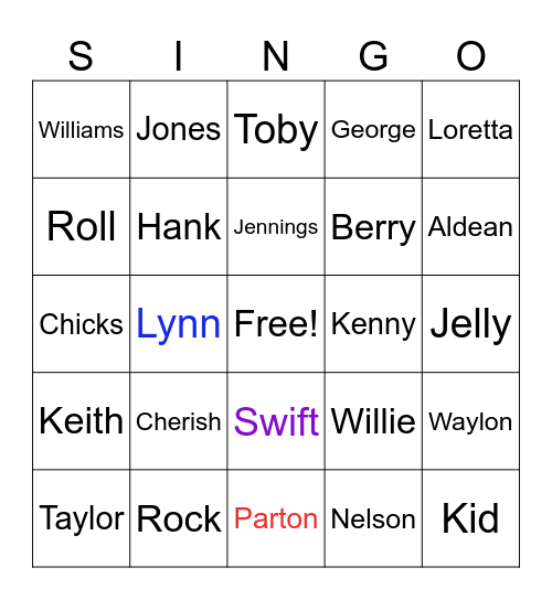 Singo Bingo Card