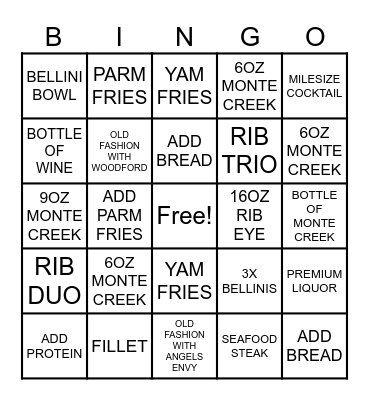MILESTONES GRILL AND BAR Bingo Card