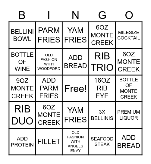 MILESTONES GRILL AND BAR Bingo Card