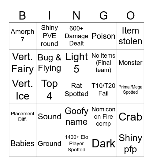 PAC Bingo Card