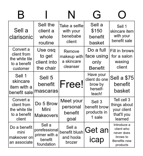 Benefit Bingo! Bingo Card