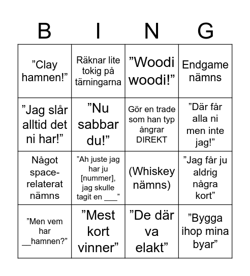 Pappa på catan bingo Card