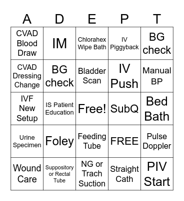Medical-Surgical ADEPT Bingo Card