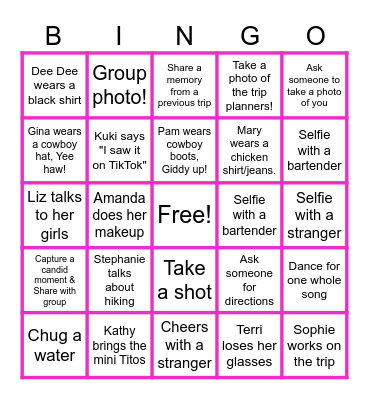 Prescott Bingo Girl's Trip! Bingo Card