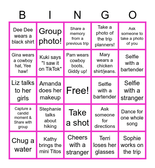 Prescott Bingo Girl's Trip! Bingo Card