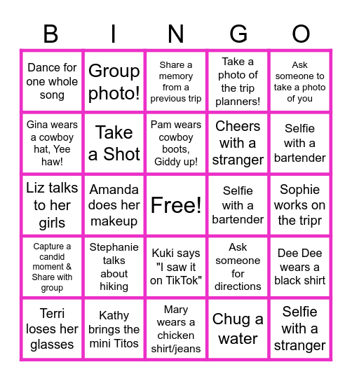 Prescott Bingo Girl's Trip! Bingo Card