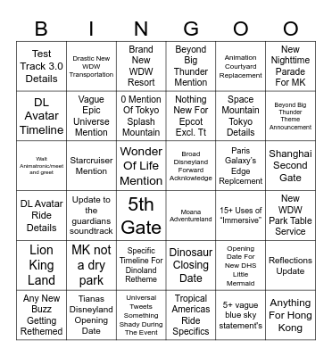 D23 Bingo Card