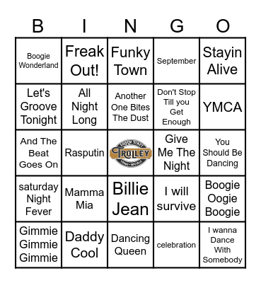 TROLLEY TUNES DISCO FEVER Bingo Card