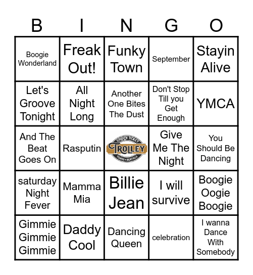 TROLLEY TUNES DISCO FEVER Bingo Card