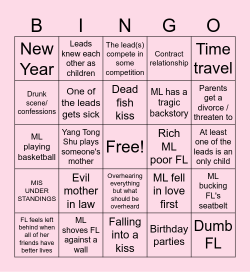 Modern C-Drama Bingo Card